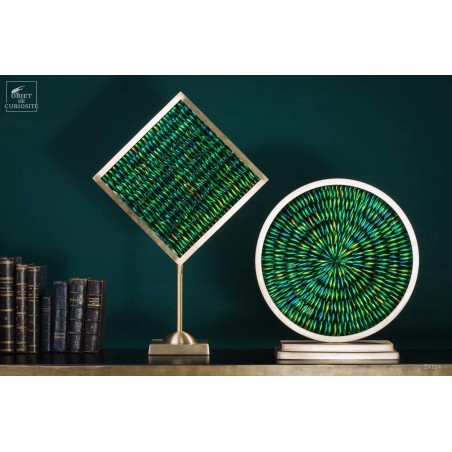 Elytra green beetle wings in square brass frame