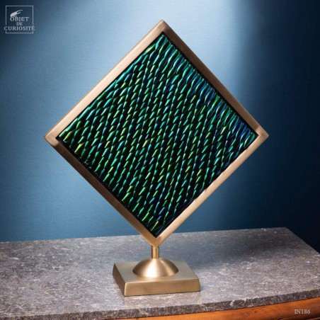 Elytra green beetle wings in square brass frame