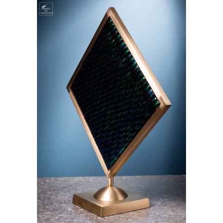 Elytra green beetle wings in square brass frame