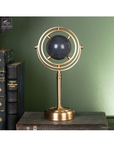 Lazurite ball, spinning brass stand