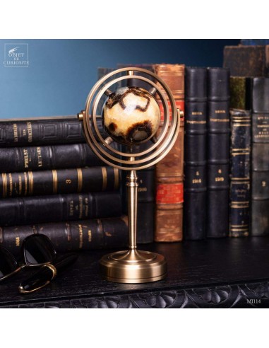 Septaria ball, spinning brass stand