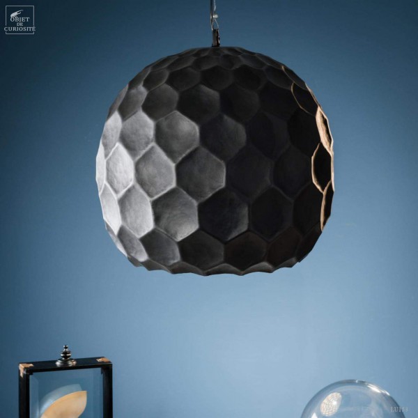 Lustre Ananas noir - intérieur or