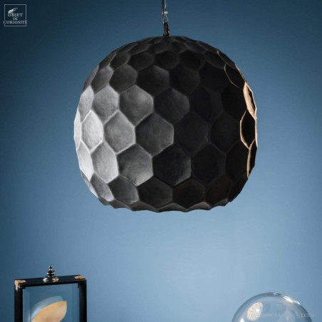 Lustre Ananas noir - intérieur or
