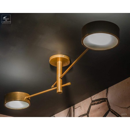 Low ceiling two arms brass chandelier