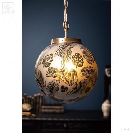 Frosted glass foliage round chandelier L