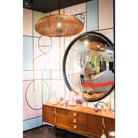 Lustre géant en osier ABJ noir à l'interieur