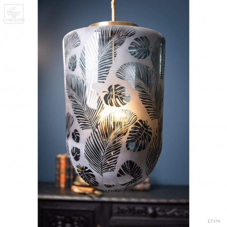 Frosted glass foliage chandelier XL