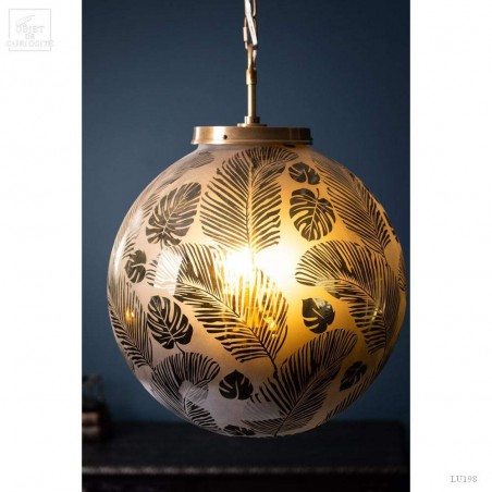 Frosted glass foliage round chandelier XL