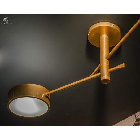 Low ceiling two arms brass chandelier