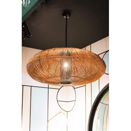 Lustre géant en osier ABJ noir à l'interieur