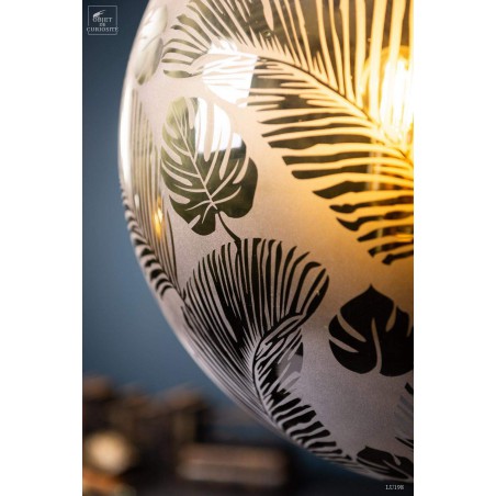 Frosted glass foliage round chandelier XL