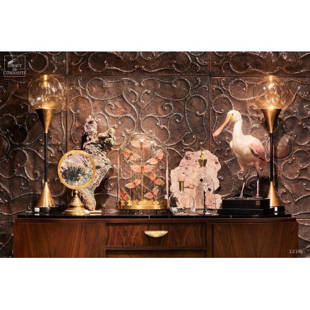 Glass ball and brass lamp