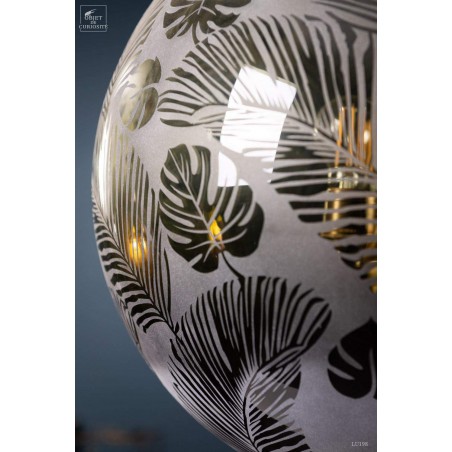 Frosted glass foliage round chandelier XL