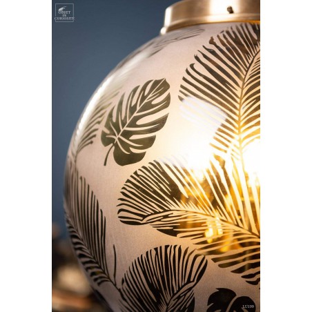 Frosted glass foliage round chandelier L