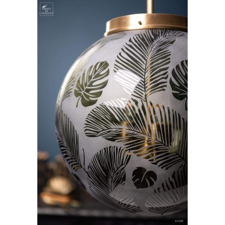 Frosted glass foliage round chandelier L