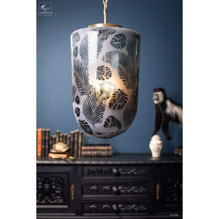 Frosted glass foliage chandelier XL