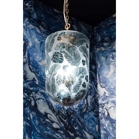 Frosted glass foliage chandelier XL