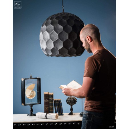 Lustre Ananas noir - intérieur or