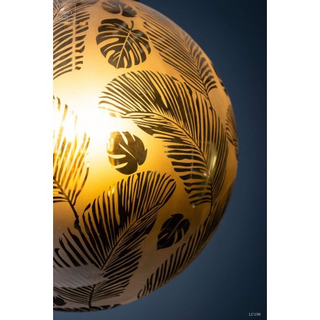 Frosted glass foliage round chandelier XL