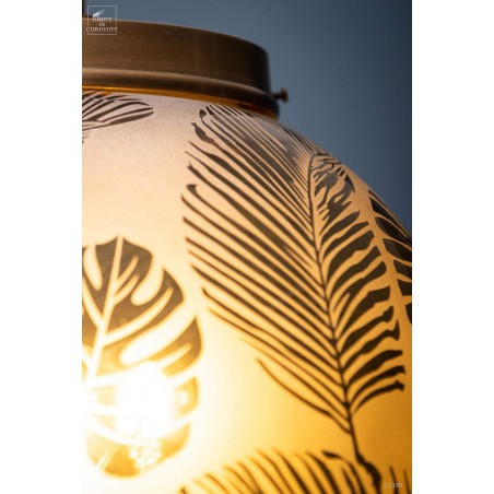 Frosted glass foliage round chandelier L
