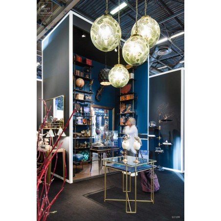 Frosted glass foliage round chandelier L