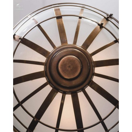 Lustre rond verre givré et laiton