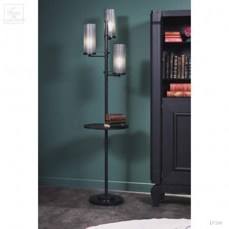 BLACK  floor lamp with frozen glass shades
