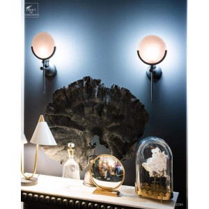 Applique finition noire,  écran rond blanc 2