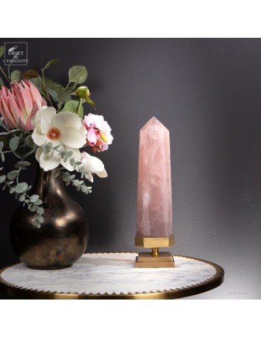 Rose Quartz Prism 35cm on Brass...
