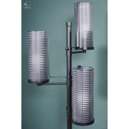 BLACK  floor lamp with frozen glass shades