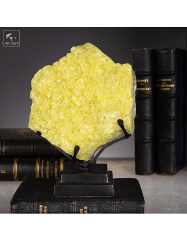 Native Sulfur Crystal on a black base...