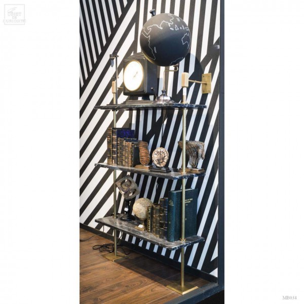 Etagère avec 3 rayons marbre noir et laiton