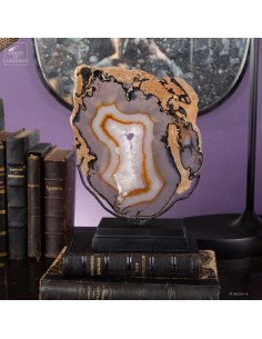 Agate slice on black base