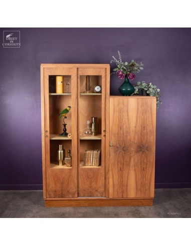 Asymmetric walnut display cabinet...