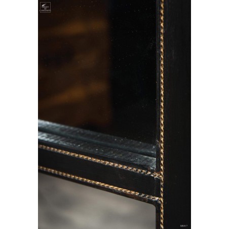 Miroir géant cadrillage et torsades laiton
