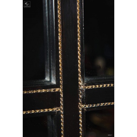 Miroir géant cadrillage et torsades laiton