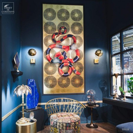 SNAKE on gold leaf,  panel of 110x250cm