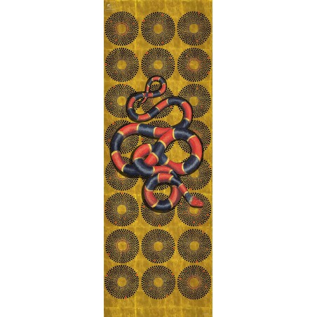 SNAKE on gold leaf,  panel of 110x250cm