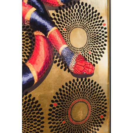 SNAKE on gold leaf,  panel of 110x250cm