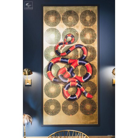 SNAKE on gold leaf,  panel of 110x250cm