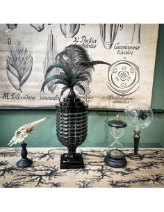 Black fused glass, lid with...