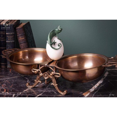 Brass box with Calyptratus Chameleon on egg