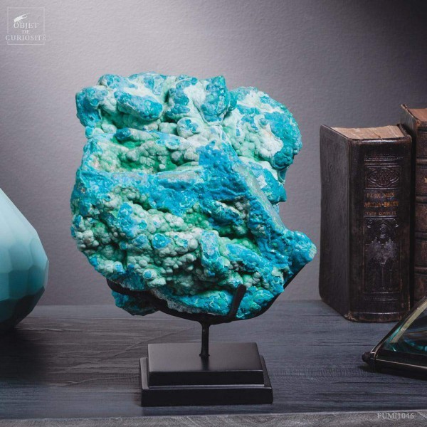 Chrysocolle naturelle, brute (2.8kg) Congo - socle noir