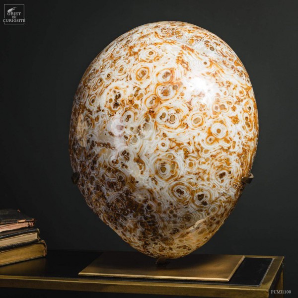 Nodule géant d'agate 44.4kg (Brésil) socle laitonné