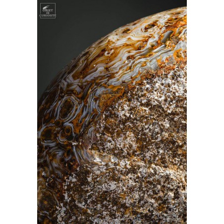 Nodule géant d'agate 44.4kg (Brésil) socle laitonné