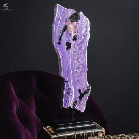 Charoite (purple) on black base