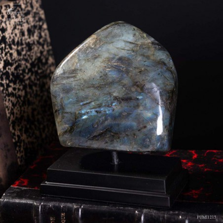 Polished labradorite on stand (Madagascar)