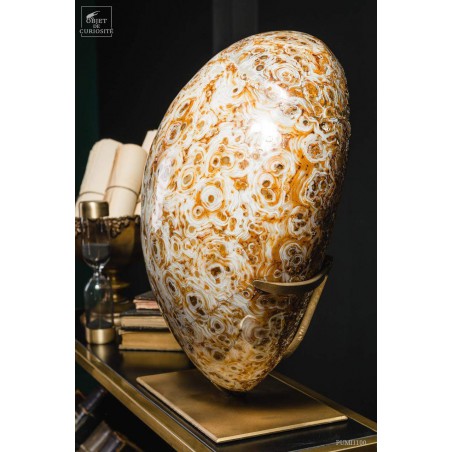 Nodule géant d'agate 44.4kg (Brésil) socle laitonné