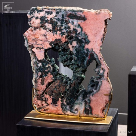 Tranche améthyste rose (10.4kg) du Brésil - socle laitonné