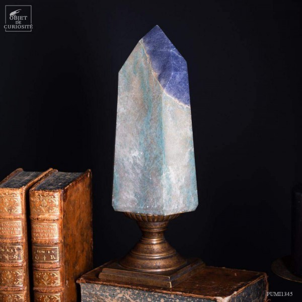 Quartz de Bahia vert et bleu (1.9kg) base  laiton